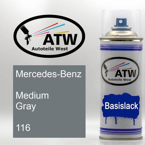 Mercedes-Benz, Medium Gray, 116: 400ml Sprühdose, von ATW Autoteile West.